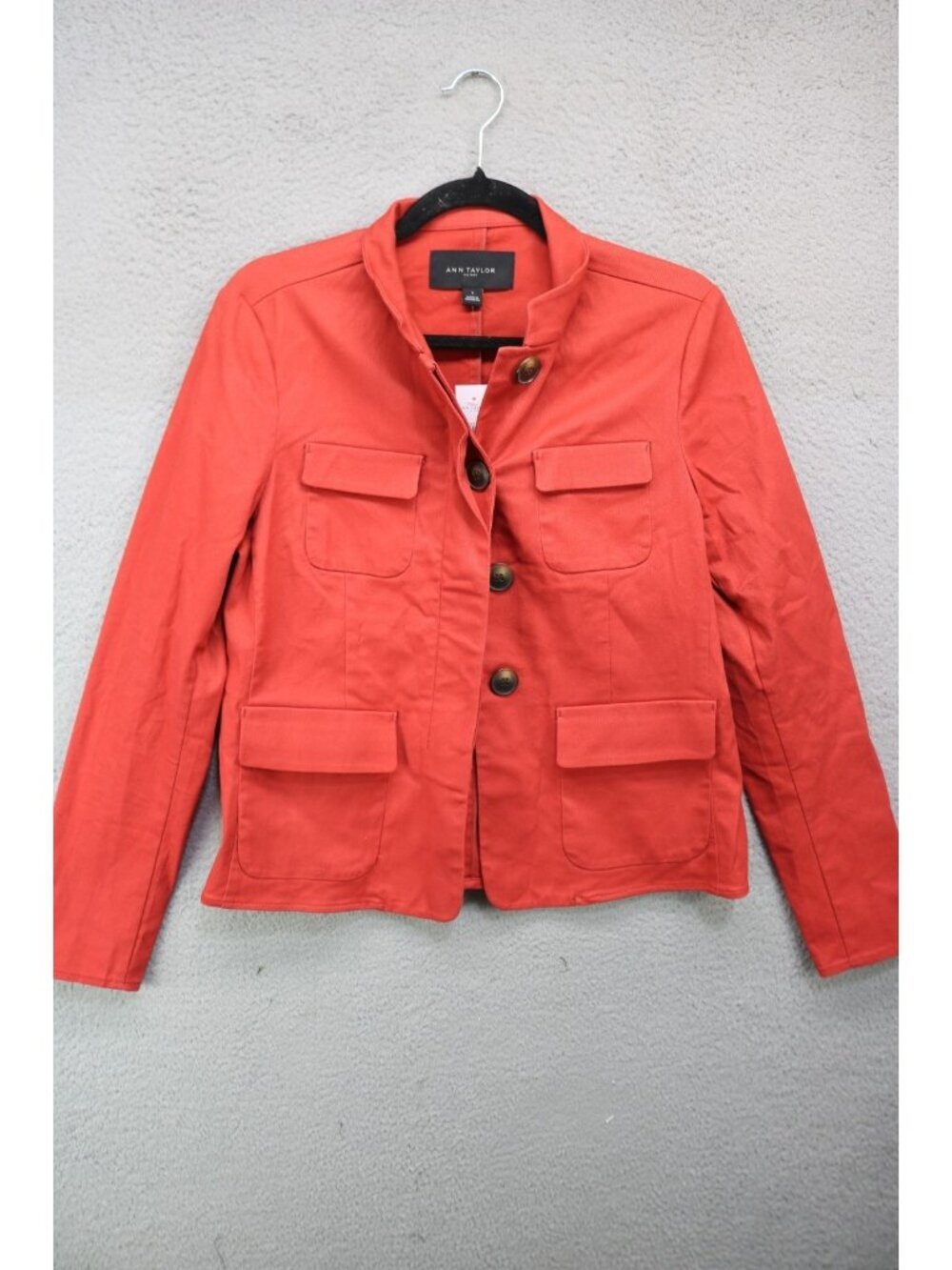 Ann Taylor Deep Orange Button-Up Denim Jacket-Small-NWT-Office-Career